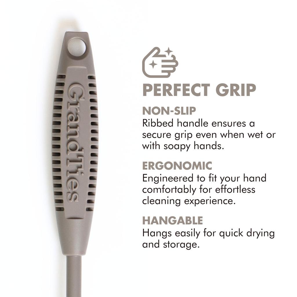 GrandTies Silikon Flaschenreinigungsbürsten Set Extra Lange Flaschenbürste für Flaschen mit engem Hals, Wasserflaschen, Tassen, Becher, Mixerflaschen, Tumbler,