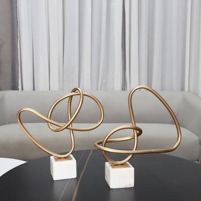 Sculptură Metalică Bază Marmură Linie Aurie Geometrică Statuie Ornaments Împachetare Figurine Decorative Accesorii Decorațiuni Casă