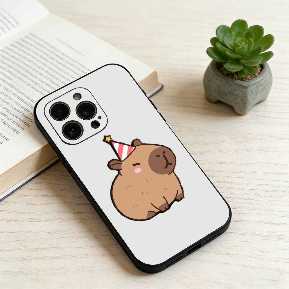 

C-Capybara Phone Case For iPhone 17, 16,15,14,13,12,11 Plus,Pro Max, Others Soft Black Cover iPhone17air