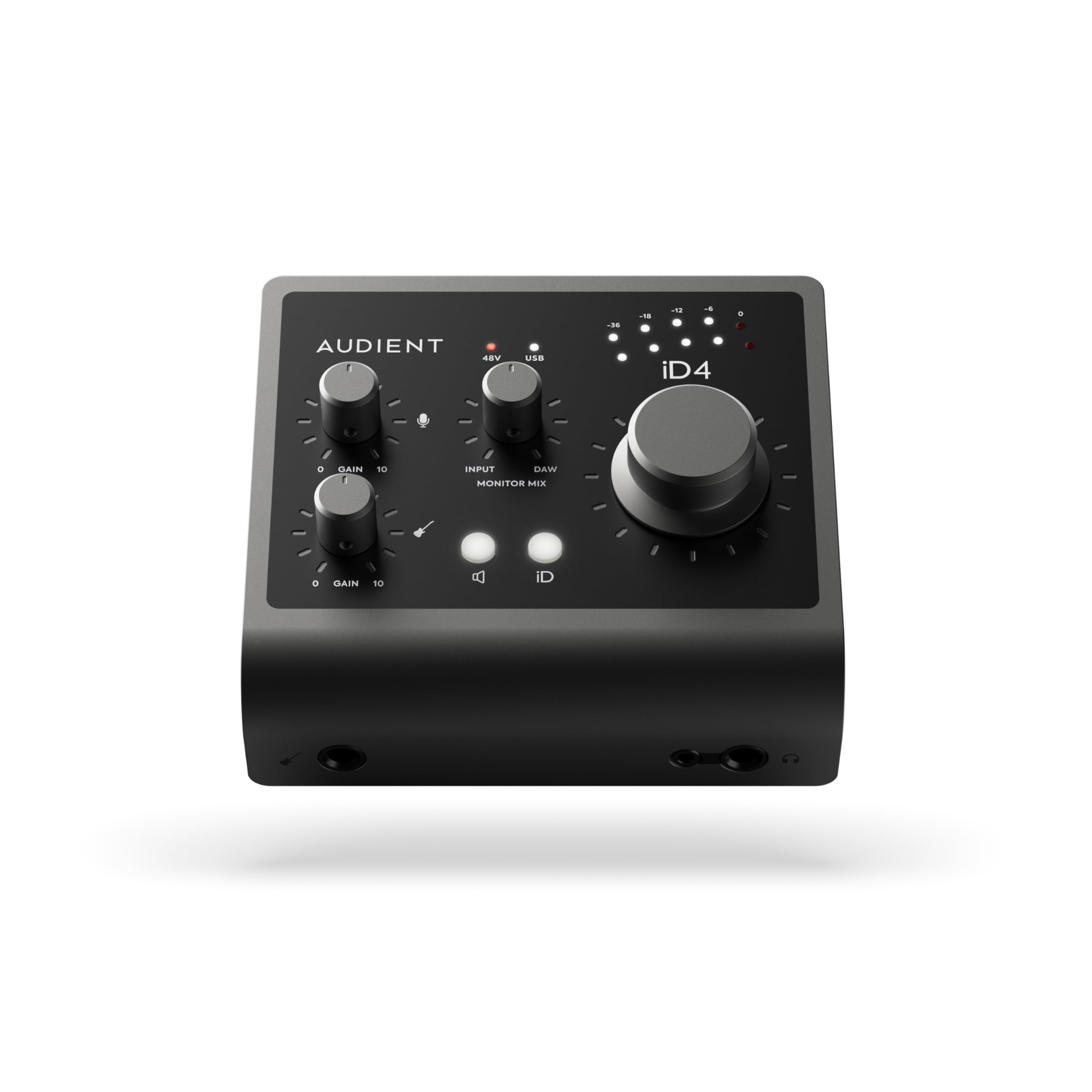 Audient Audiointerface iD4 MKII, Class A Konsolen Mikrofon-Vorverstärker (High Speed USB-C, Monitor Mix und Monitor Panning Funktion, 2 Kopfhörerausgänge, Mac/PC/iOS kompatibel), Schwarz, iD MKII - Bild 7