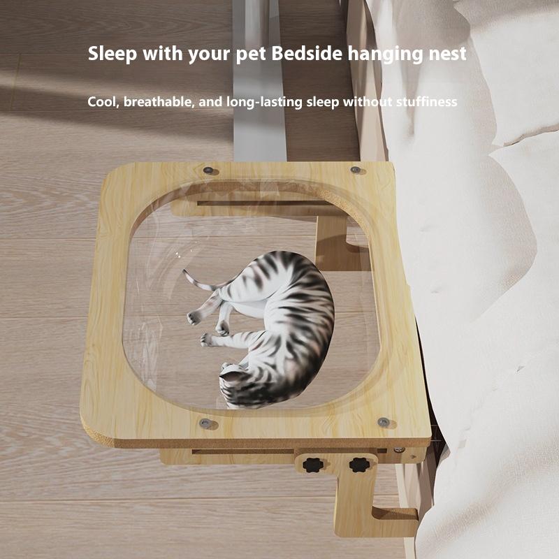 Wood Cat Bed Space Capsule Cat House Cat Hammock Cat Window Bed Space Capsule Non Perforated Suspension Hammock Bed Pet Supplies