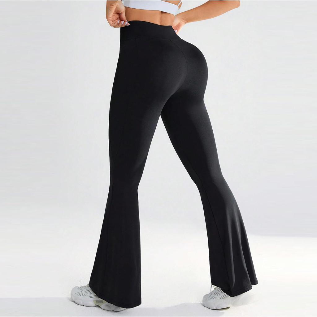 European and American Popular V-waist Cross Long Yoga Pants High-intensity Training Horn Outdoor Sports Fitness Wide-leg Pants