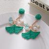 Dopamine Colored Leaves Hand-Woven Raffia Earrings Women'S Vacation Wind Sweet Temperament Unique Earrings Earrings