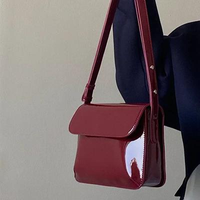 Umhängetasche mit Klappe, Retro-Schultertasche für Damen, einfarbig, Unterarmtasche, rote Umhängetaschen, Damenhandtasche