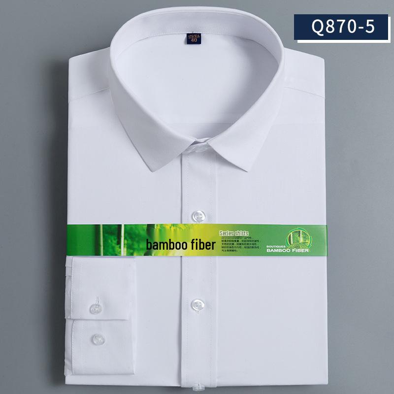 Men's 2025 Bamboo Fiber Slim Fit Long Sleeve Dress Shirt - Comfortable, Iron-Free Business Workwear