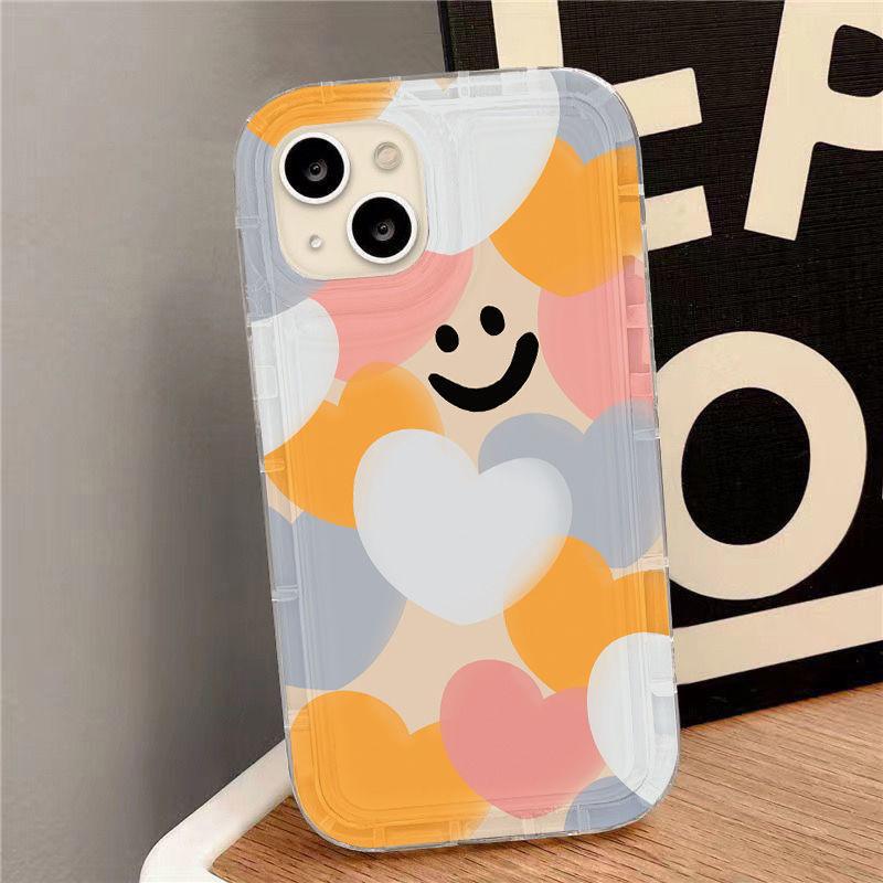 Applicable iPhone17Pormax mobile phone case 14pro color love smile face 16 all-inclusive 15/13 protective case