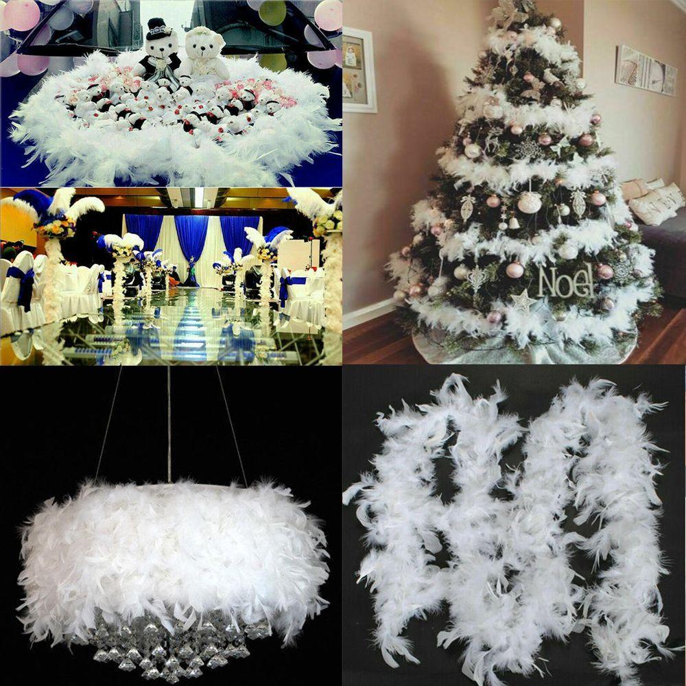 2M DIY Craft Cosplay Fluffy Grament Accessaries Party Garland Xmas Ribbon Feather Boa Strip Feathers Christmas Tree Decor