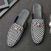 New Men Metal Buckle Half Slippers Loafers Male Casual Patent Leather Mules Moccasins Breathable Slip On Driving Shoes