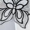 Black And White Organza Beaded Sequined Bow Cloth Sticker Versatile Top Dress Decorative Accessories Clothing Accessories