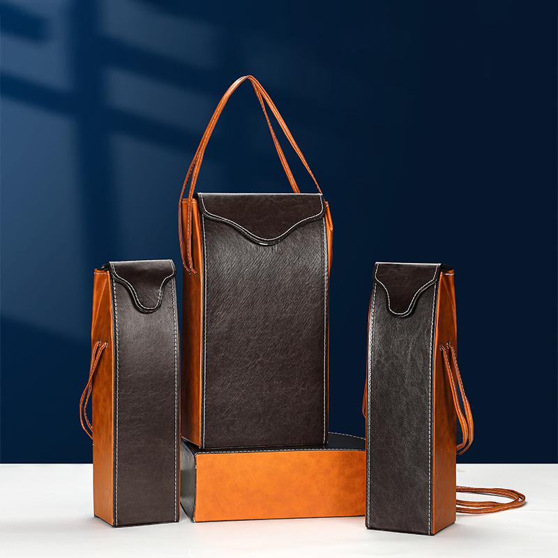 Red Wine High-End Packing Bag Box Exquisite Gift Portable Leather Bag Single Double Handle Champagne Bottle Packaging Boxes