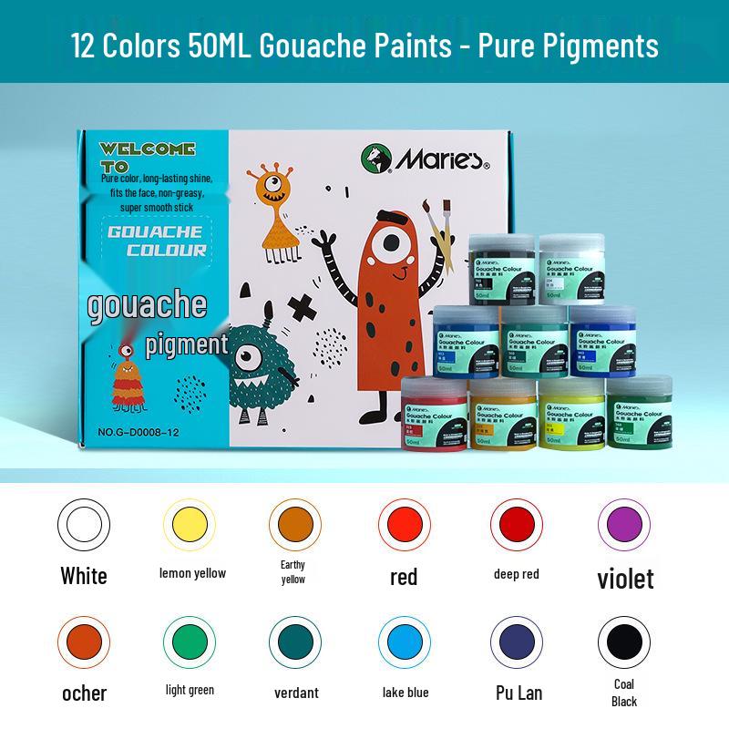 Mali Afwasbare Gouache Verf 100ml - Handgeschilderde Kleuren voor Kinderen en Studenten