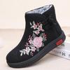 Women Winter Autumn Embroidered Short Boots Warm, Non Slip, Cotton Shoes with Soft Soles for The Elderly - Ethnic Style
