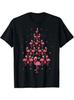 Funny Christmas Pink Flamingo Tree Holiday Gift Bird Lover T-Shirt Black Casual