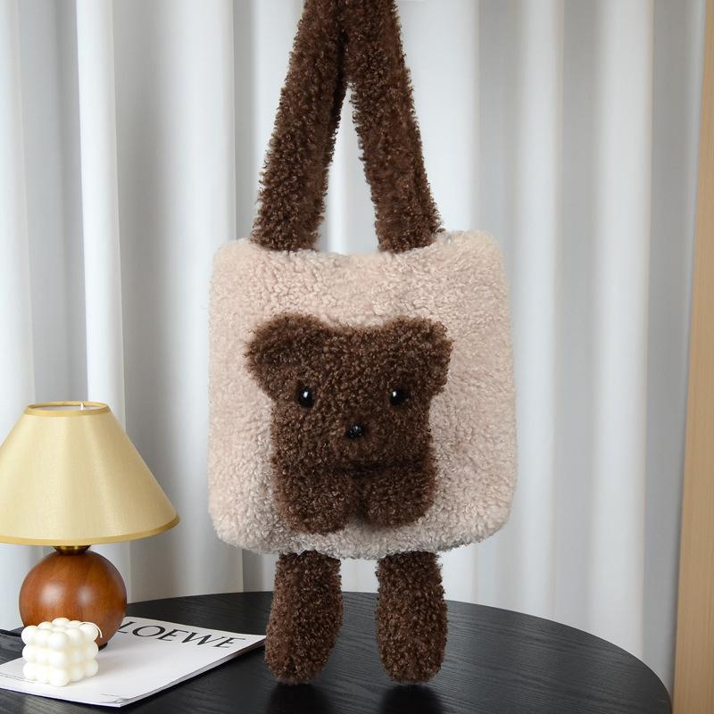Imitation Lamb Wool Women's Tote Bag New Fashion Simple Shoulder Handbag Imitation Fur Cashmere Shoulder Bag