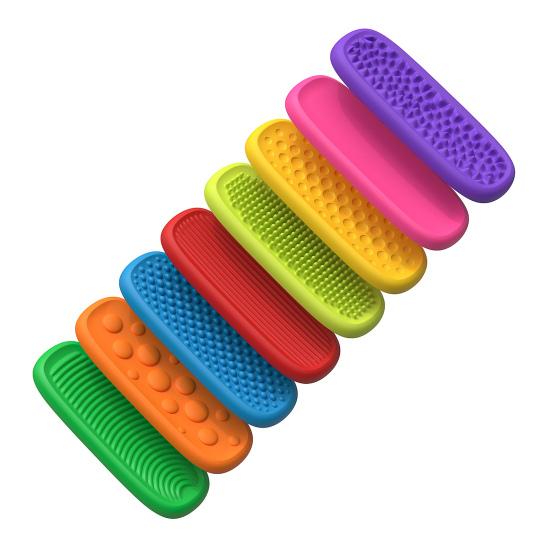 8/16Pcs Silicone Sensory Stone Toy Anxiety Stress Relief Portable Travel Kids Teens Adults Calming Fidget Stone Textured Worry Stone Toy