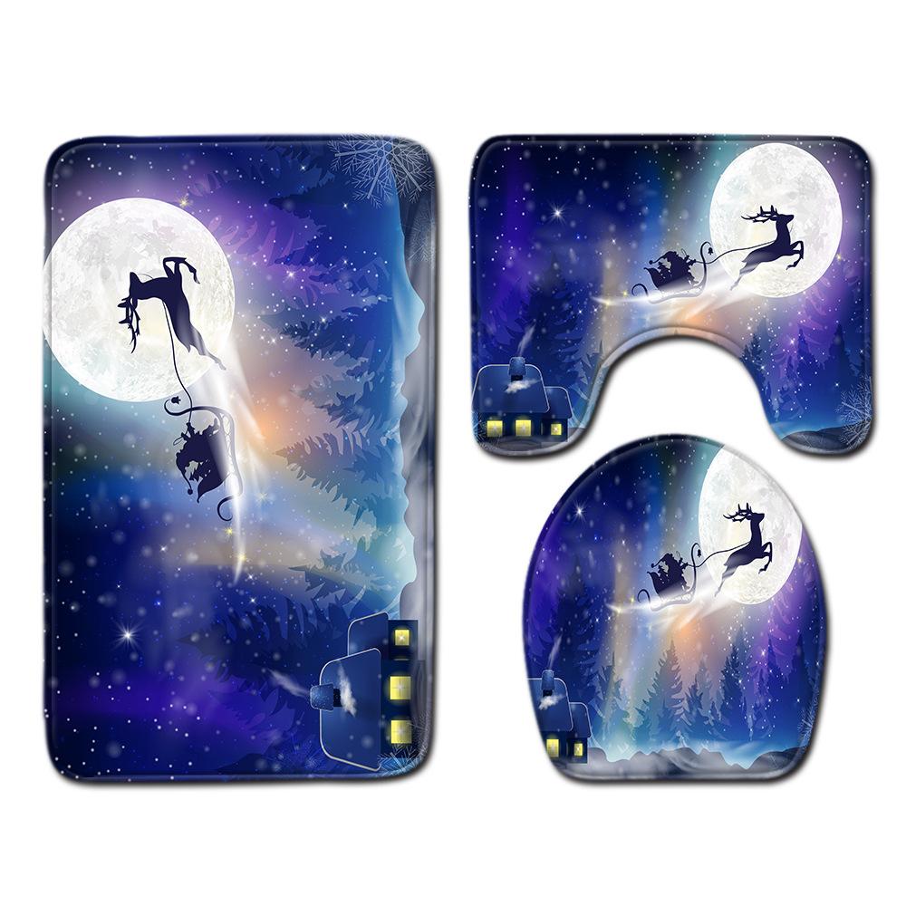 Christmas Bathroom Floor Mat Toilet Three-Piece Set
