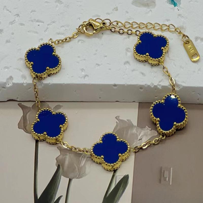 New Shiny Four-leaf Clover Bracelet Five-flower Fashion Sense Hand Jewelry Simple Jewelry