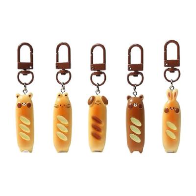 French Bread Inspired Dog And Bear Key Chain Resin Keyring Bag Decorative Accessories Sturdy Keychain for Women
