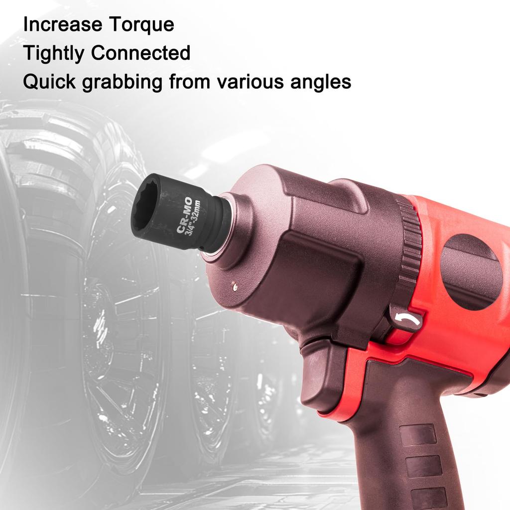 Uxcell 2pcs Drive 12 Point Impact Socket 32mm Metric Spindle Axle Nut Socket Driver Wrench Auto Repair Easy Removal 3/4"