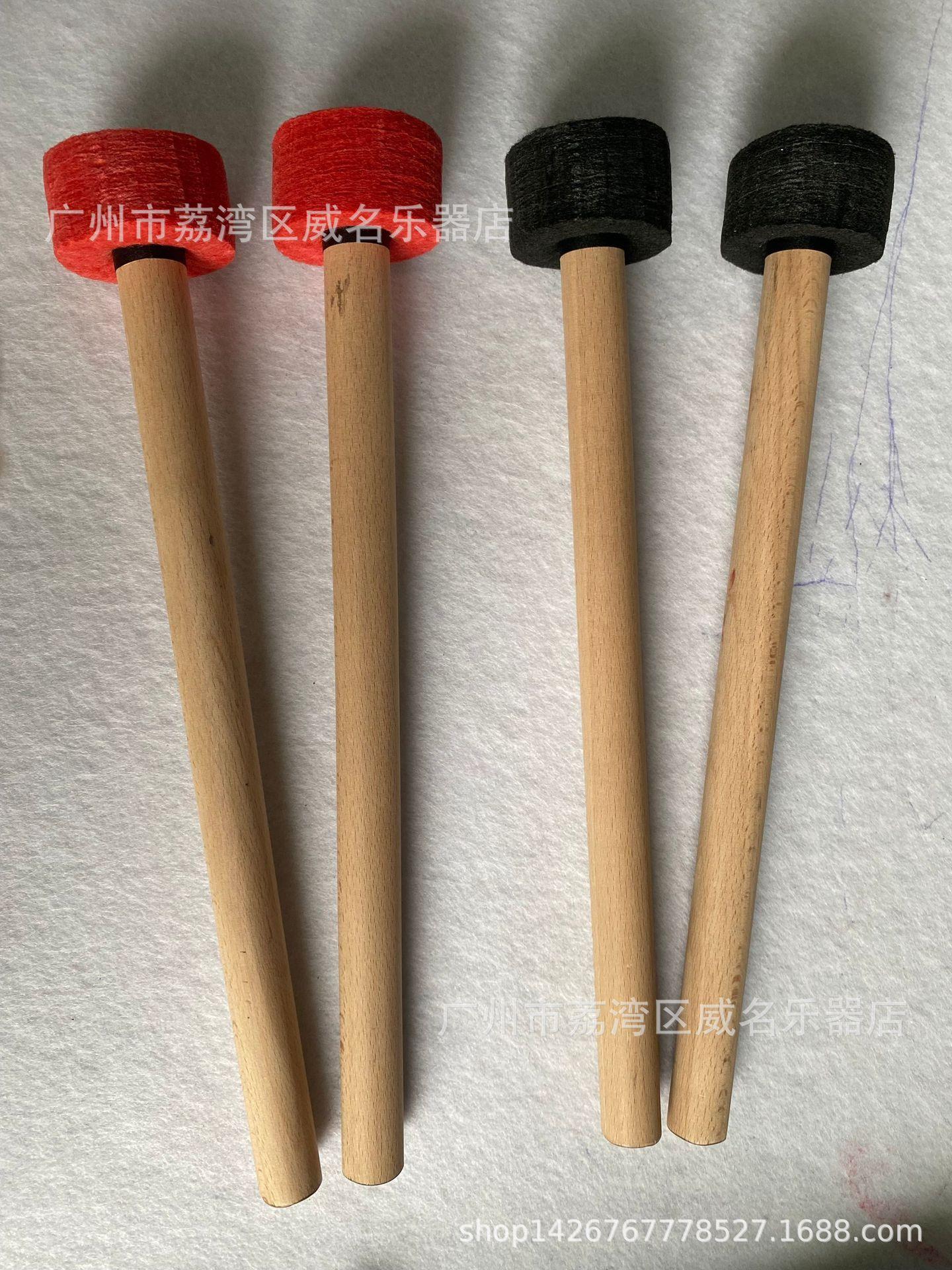 

Large Solid Wood Handle Drum Mallet - Felt Cotton Percussion Accessory for Military and Section Drums Single чорний