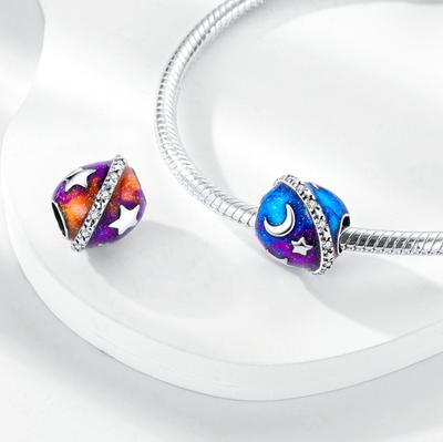 Charms Copperblue Star Moon Planet Orbit Pendants Fit Charms Plataoriginal Bracelet Beads Women Jewellery Making Diy