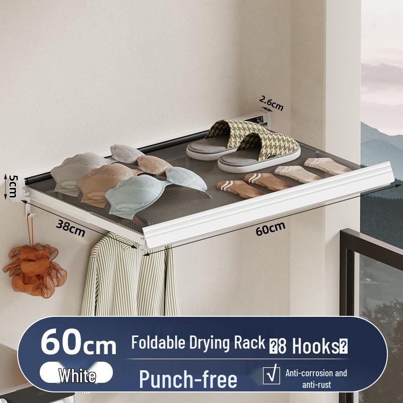Invisible Foldable Suction Cup Drying Rack: Punch-Free, Retractable Shoe & Clothes Hanger for Balcony