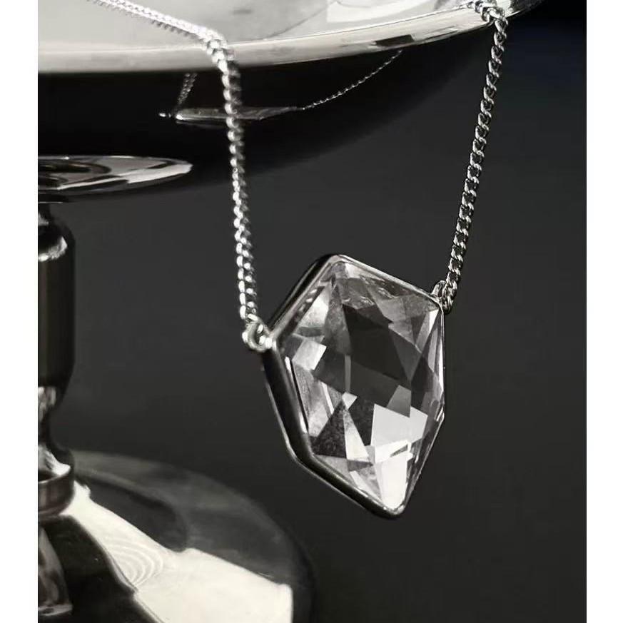 Korean Minimalist Geometric Crystal Earrings & Necklace Set with Adjustable Ring