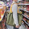 Eco-Friendly Large Capacity Foldable Drawstring Backpack for Grocery Shopping