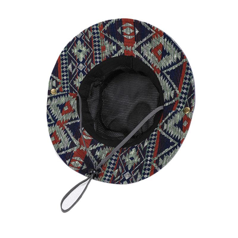 Spring Summer Big Brim Sun Hat National Style Cowboy Fisherman Hat Men Women Outdoor Sun Hat for Mountaineering and Fishing