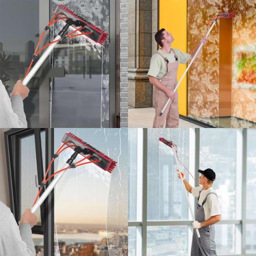 Remove dirt from home walls with this 8m exterior wall cleaning brush. [KOUBHYJ Brand Direct Watering Brush with Silver Pole and 35cm Brush Head] Incl