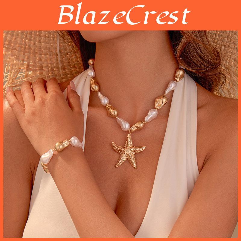 Womens Geometric Necklace With Alloy Star Pendant For Female Summer Accessory