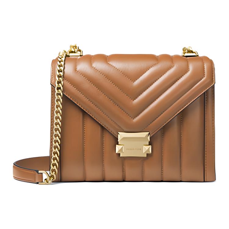 

Michael Kors Mk Whitney Chain Commuter Vintage Classic Quilted Lambskin Envelope Shoulder Bag Women bags Caramel-Brown 30F8GXIL3T-203 Basic Set (Bag+Dust Bag)