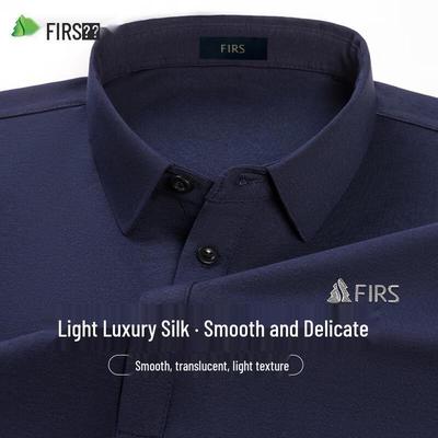 Shanshan Men's Silk Blend Long Sleeve Polo T-Shirt
