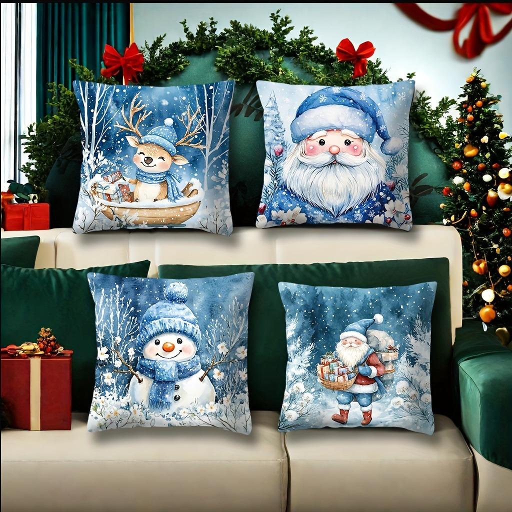 Weihnachtsdekor Kissenbezug niedlicher Weihnachtsmann Schneemann Reh Kissenbezug Sofakissenbezug Heimdekoration Neujahrsgeschenk