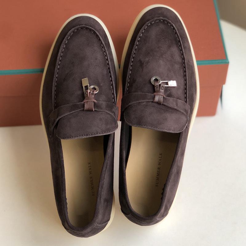 Europeiska & Amerikanska Mockasiner i Kohud - Mjuk Sula Brittisk Stil Slip-on Dam Casual Skor