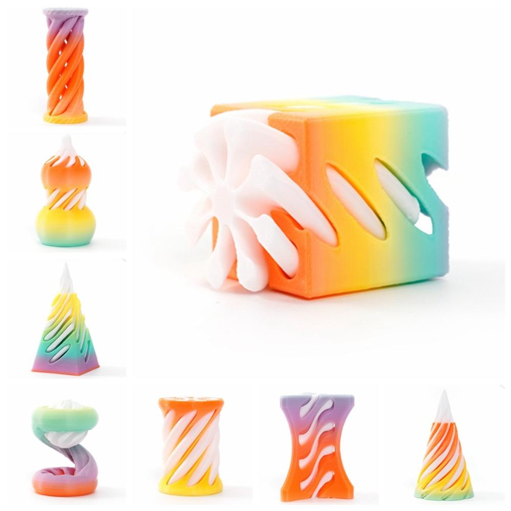Passthrough Sculpture 3D Printed Spiral Cone Toy Decorative 3D Printed Rotating Pyramid  Halloween