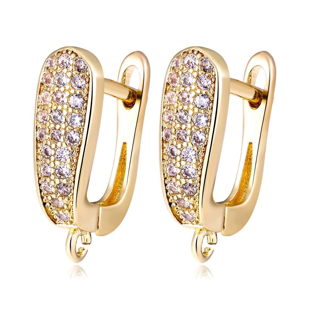 Copper-Plated White Gold Micro-Set Zircon Snake Ear Cuff with Diamond Accents - Snake-Shaped DIY Earring Accessories