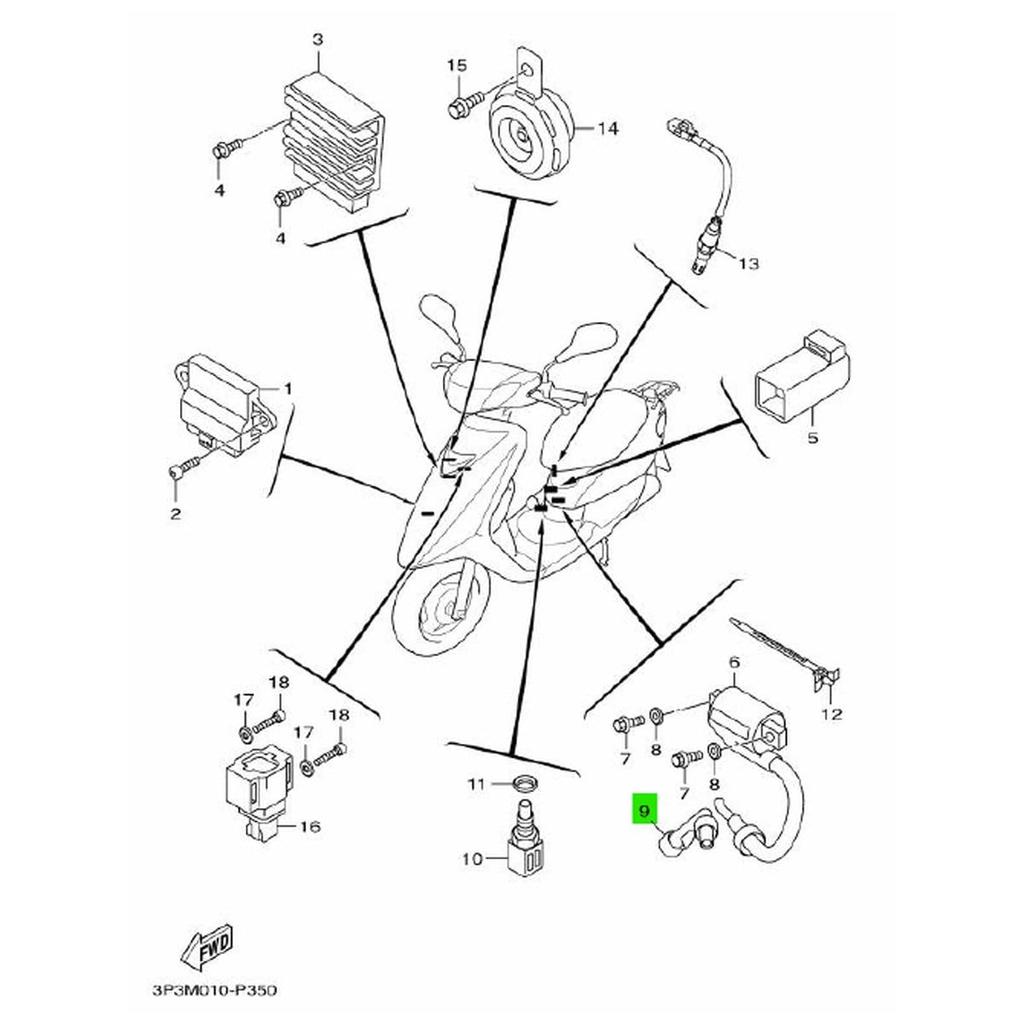 Originální Taiwan Yamaha JOG JOG Vino Sestava víčka zapalovací svíčky 1CD-H2370-01
