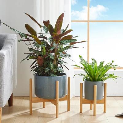 Holzkreuz Vierbeiniger Blumenständer Starker Bonsai Langlebiger Ständer Zuhause Tablett Topf Bambus Ausstellungsregal Halter Pflanzendekor