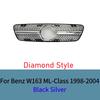 For Mercedes W163 ML320 ML350 ML270 ML400 ML430 1998-2004 Diamond GT Style Front Bumper Grille Plastic Mesh Racing Grill Cover