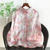 Women's Polka Dot Linen Blend Shirt Oversized Button Down Long Sleeve Casual Summer Top