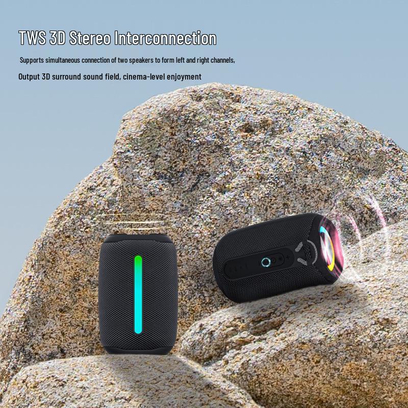 Waterproof Portable Bluetooth Speaker with LED, Card Slot, and Powerful Subwoofer