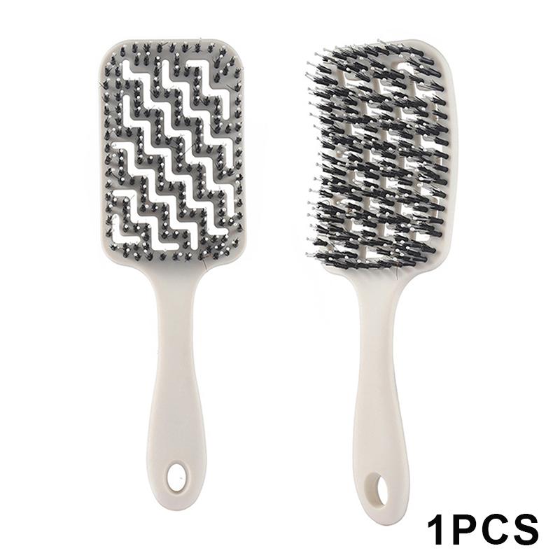 

1Pcs Boar Bristle Detangling Hair Comb Hollow Out Hair Brush Anti-Static Scalp Massage Hairbrush Salon Styling Tools For Gifting белый
