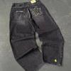 Streetwear Y2K Hip Hop Retro Blue Loose Jeans Harajuku Jeans Men's Pants High Waist Loose Letter Embroidered Trousers