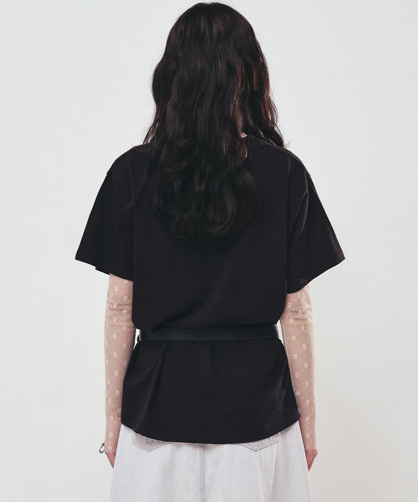 Nigaennikol Big Rose Sleeve Top_Black Silver