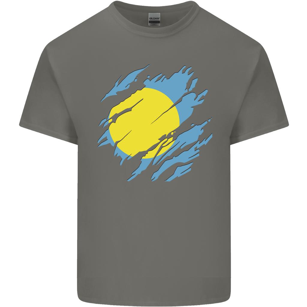 Torn Palau Flag Palauan Day Football Unisexs Light Cotton TShirt
