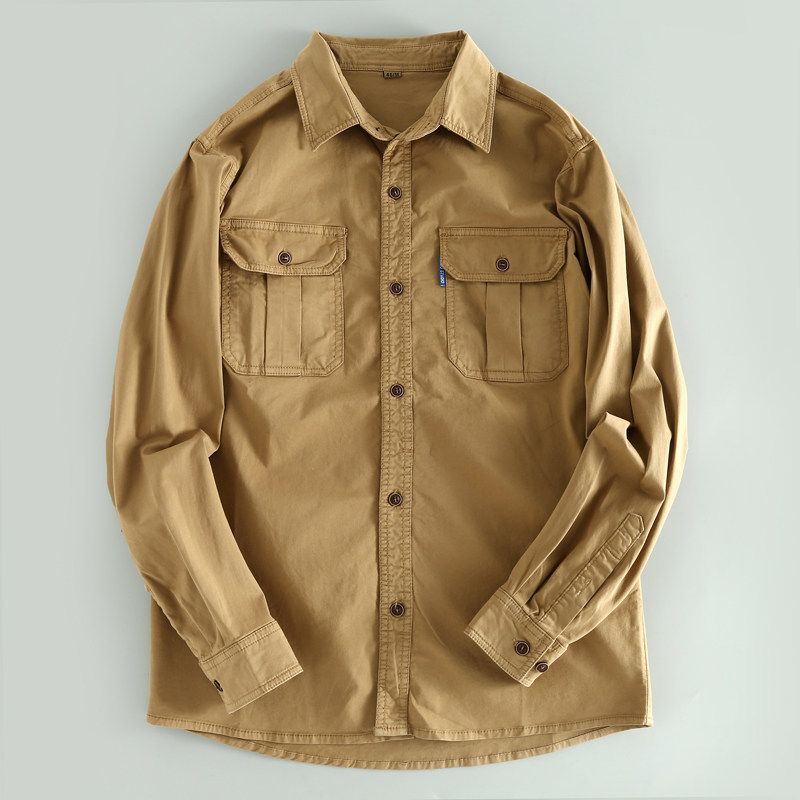 Leak-Picking Good Goods Foreign Trade Export Orders Cargo Long Sleeve Shirts Men's Spring and Autumn Loose Casual Solid Top Outerwear