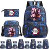 3Pcs/set Anime Printed Demon Slayer Backpack with Shoulder Bag Pencil Case for Teen Student Boy Girl Large Capacity Waterproof Bookbag Travel Bag