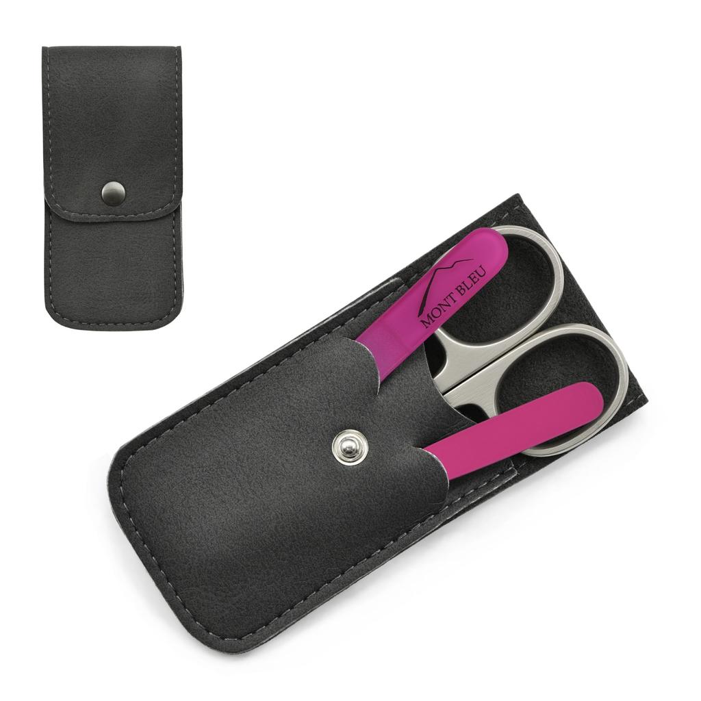 Mont Bleu 3-piece Manicure Set In Soft Leatherette Case