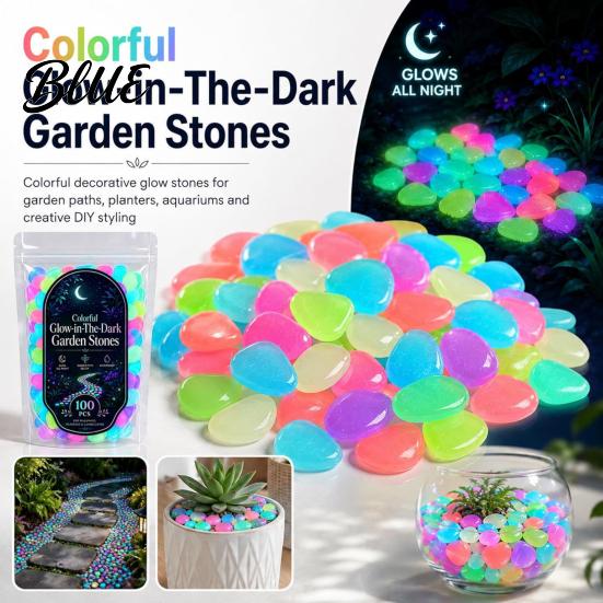Fade Resistant Glow Rocks 1.5cm Luminous Stones in The Dark Garden Pebbles Outdoor Glowing Rocks Stones Decorative Pebbles for Pathway Patio